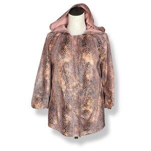 Chi by Falchi Jacket Faux Reptile Skin NWT Detachable Hood Women Size Large Coat